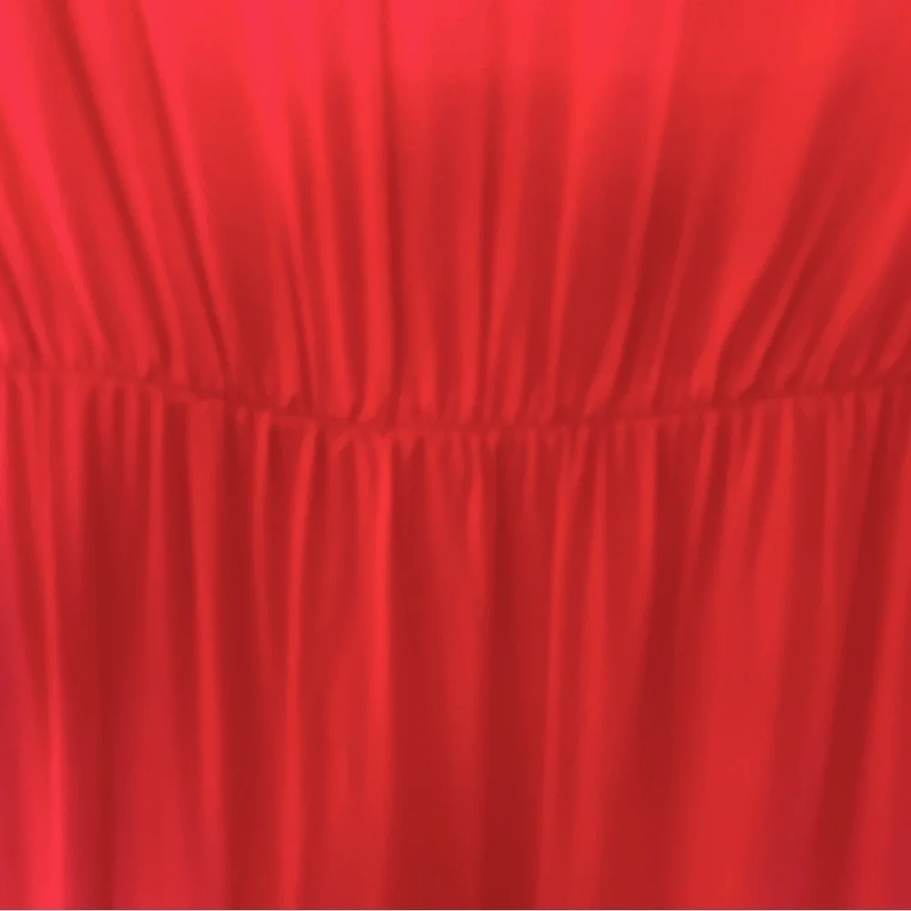 Splendid Coral Long Sleeve V Neck Mini Dress Pockets Elastic Waist Size M NEW - Picture 6 of 10